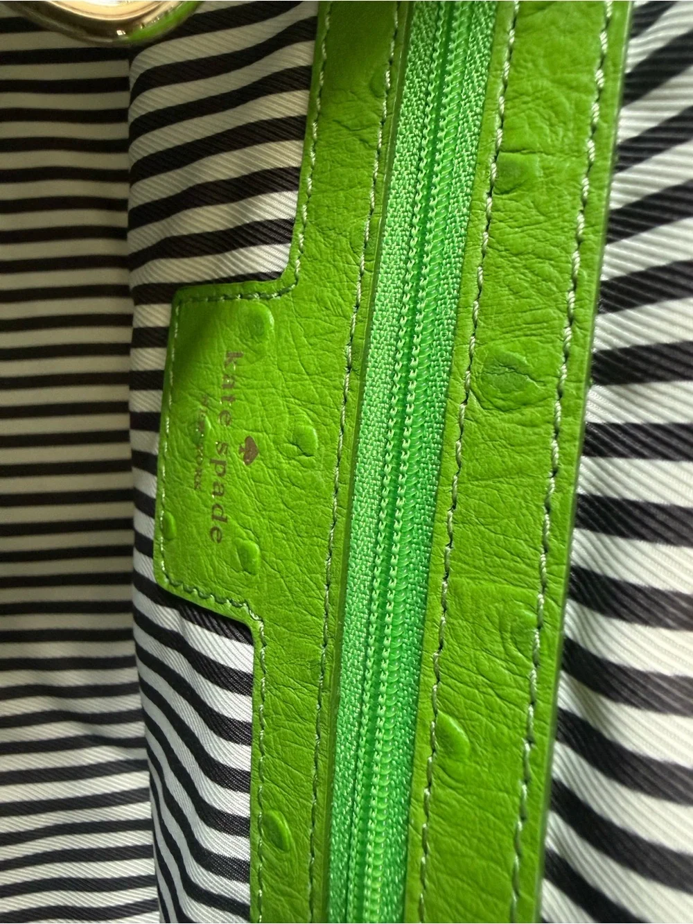 Kate Spade Victoria Falls Madeline Ostrich Crossbody Shoulder Bag, lime green